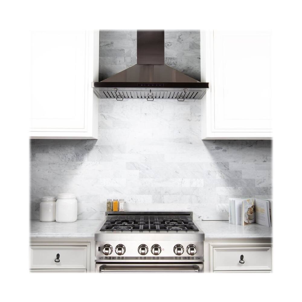 Alt View 14. ZLINE - 48" Externally Vented Range Hood - Black stainless steel.