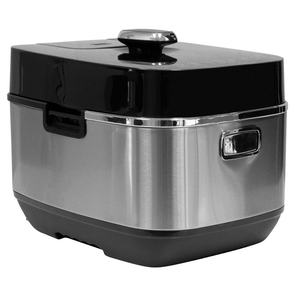 Left View: Healthy Cuisine - 6qt Digital Pressure Cooker - Black/Silver