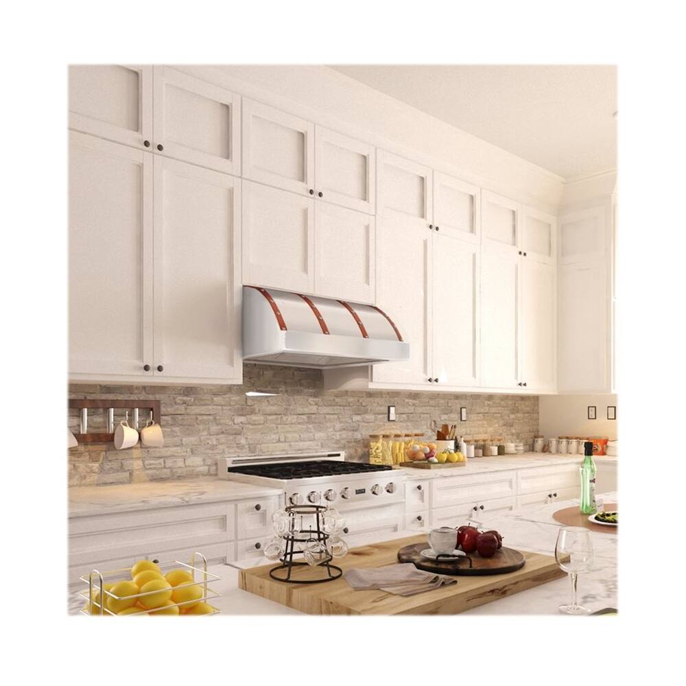 Left View: ZLINE - Designer Copper 48" Externally Vented Range Hood - Snow Stainless