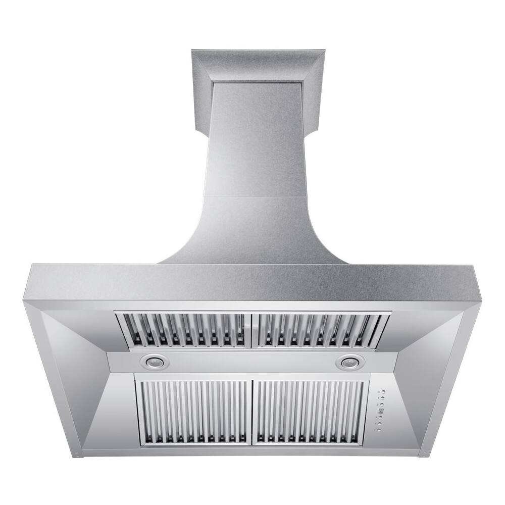Alt View 15. ZLINE - 48" Designer Series Fingerprint Resistant Stainless Steel Ducted Wall Range Hood (8632S-48) - Snow Stainless.