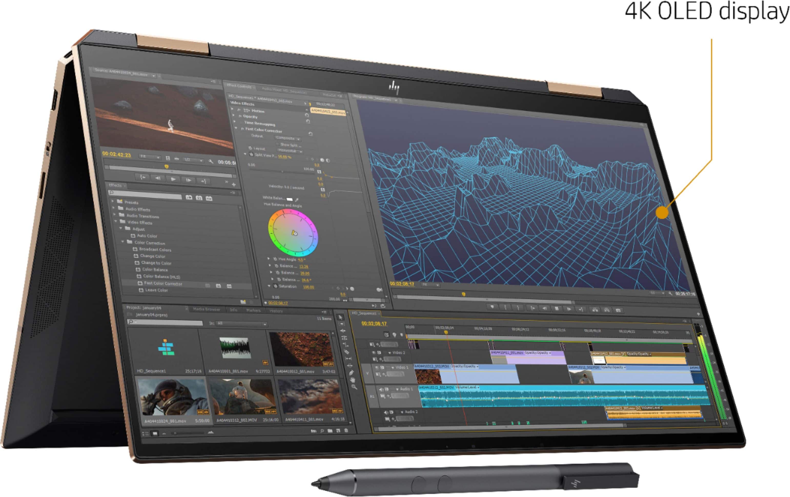 Angle. HP - Spectre x360 2-in-1 13.3" 4K OLED Ultra HD Touch-Screen Laptop - Intel Core i7 - 16GB Memory - 1TB SSD + 32GB Optane.