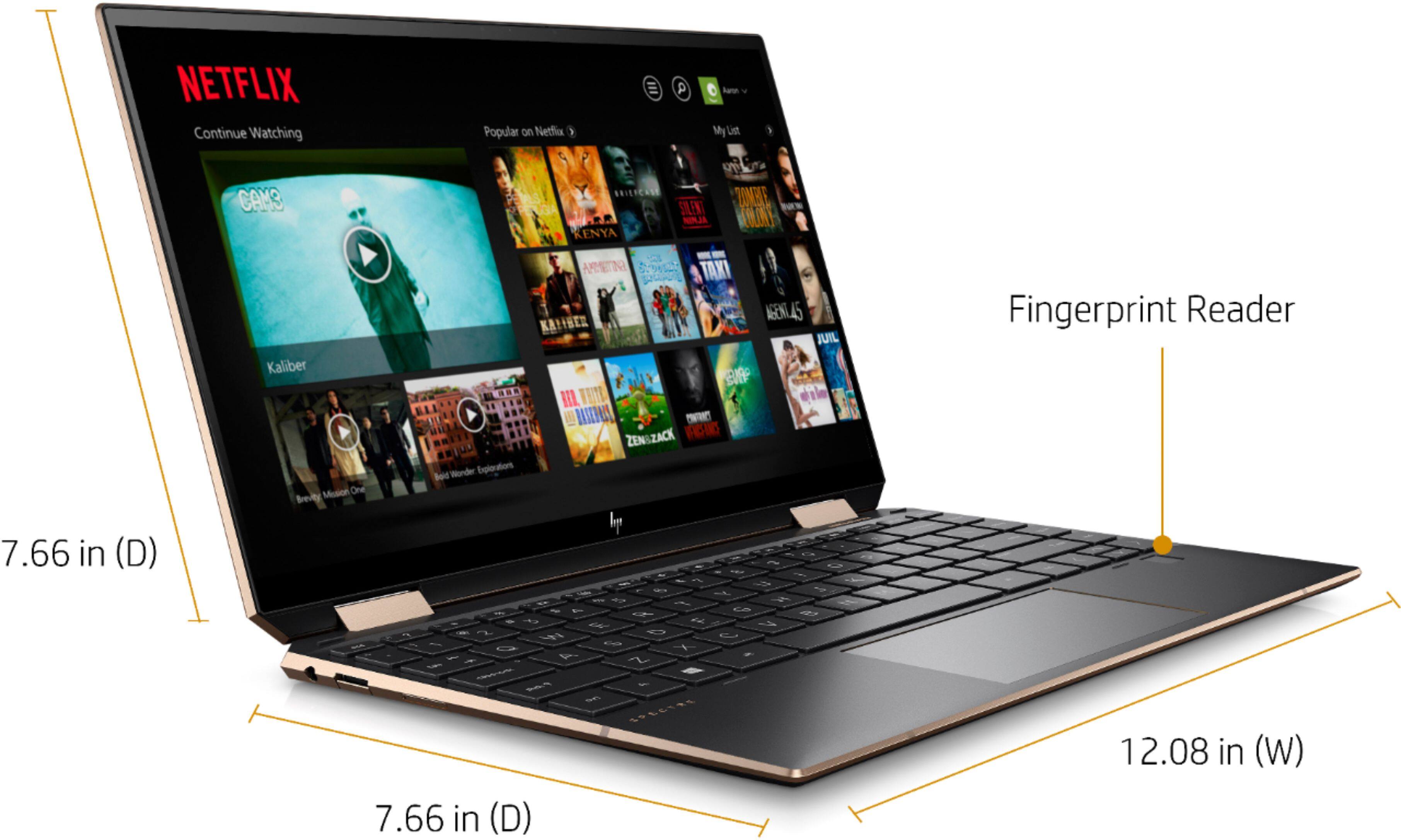 Left. HP - Spectre x360 2-in-1 13.3" 4K OLED Ultra HD Touch-Screen Laptop - Intel Core i7 - 16GB Memory - 1TB SSD + 32GB Optane.