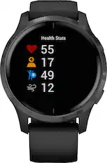 Front. Garmin - Venu GPS Smartwatch 43mm Fiber-Reinforced Polymer - Black.