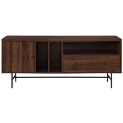Walker Edison - Modern Industrial TV Stand Cabinet for Most Flat-Panel TVs Up to 66" - Dark Walnut - Front_Zoom