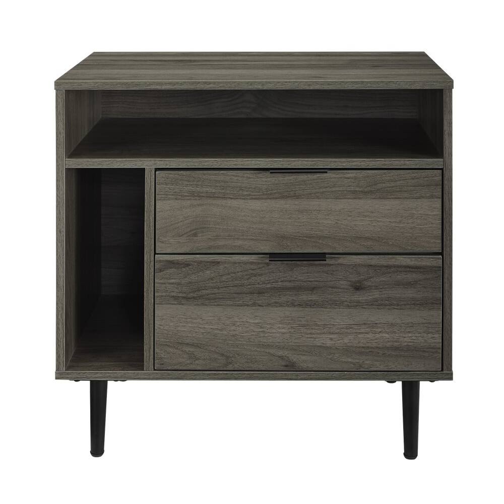 Front. Walker Edison - 25" Modern Storage Side Table - Slate Gray.
