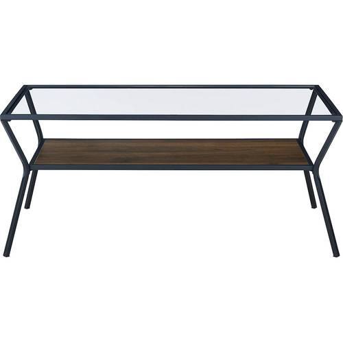 Walker Edison - Angled Rectangular Modern Industrial Tempered Glass Coffee Table - Clear