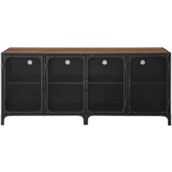 Walker Edison - Industrial Mesh Metal TV Stand Cabinet for Most Flat-Panel TVs Up to 70" - Dark Walnut - Front_Zoom
