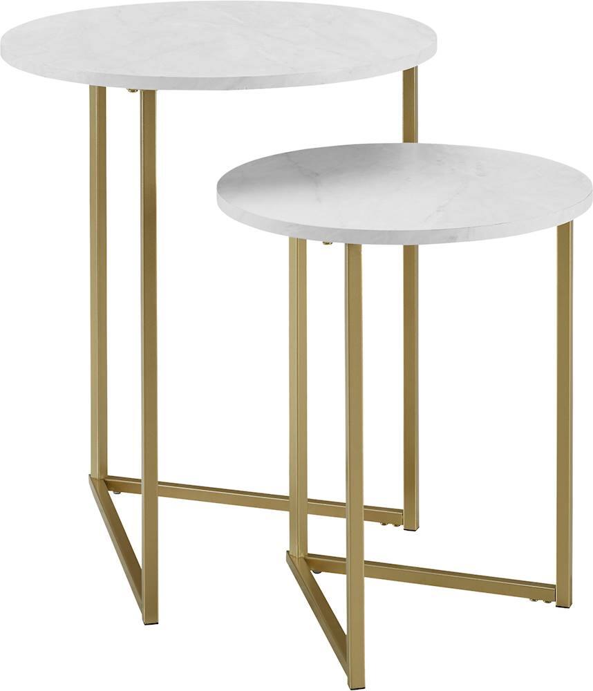 Best Buy Walker Edison VLeg Nesting End/Side Table (Set of 2) Faux