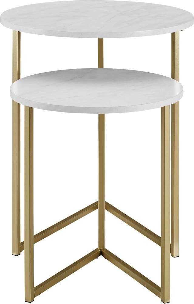 Best Buy Walker Edison VLeg Nesting End/Side Table (Set of 2) Faux