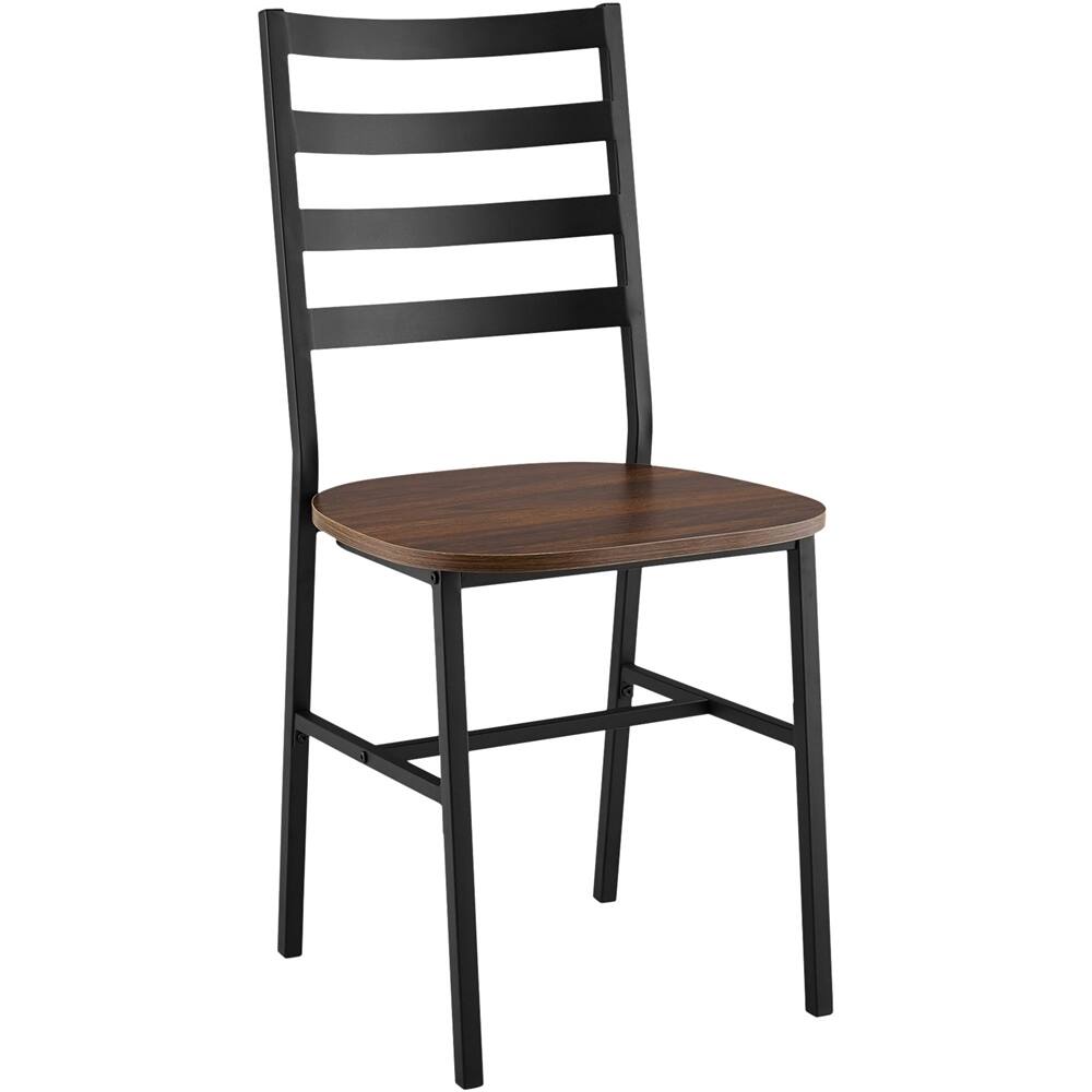 Left View: Walker Edison - Industrial Melamine Laminate & High-Grade MDF Dining Chairs (Set of 2) - Dark Walnut