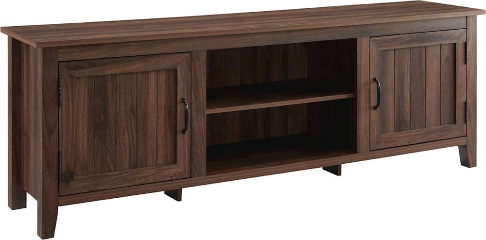 Walker Edison – 70″ Modern Farmhouse Simple Grooved Door TV Stand for most TVs up to 80″ – Dark Walnut Sansujyuku sansujyuku.com