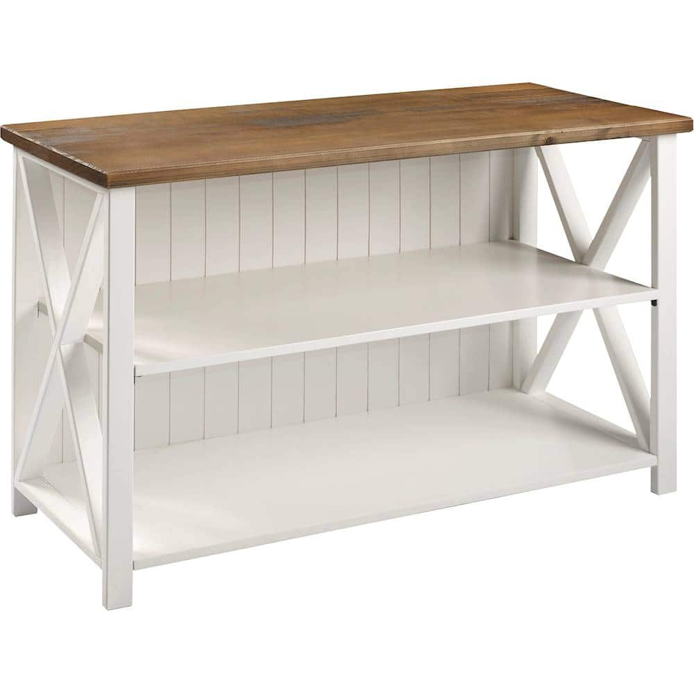 Angle View: Walker Edison - Farmhouse Storage Console for Most TVs Up to 56" - White/Rustic Oak