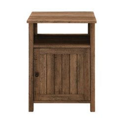Walker Edison - Farmhouse Groove Door Side Table Cabinet - Rustic Oak - Front_Zoom