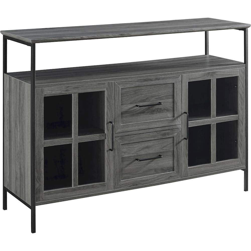 Angle View: Walker Edison - Industrial High-Grade MDF 3-Door Buffet - Slate Grey