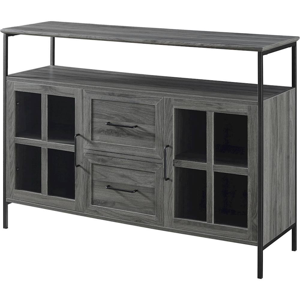 Left View: Walker Edison - Industrial High-Grade MDF 3-Door Buffet - Slate Grey