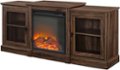 Left Zoom. Walker Edison - Traditional Glass Two Door Tiered Mantle Fireplace TV Stand for Most TVs up to 65" - Dark Walnut.