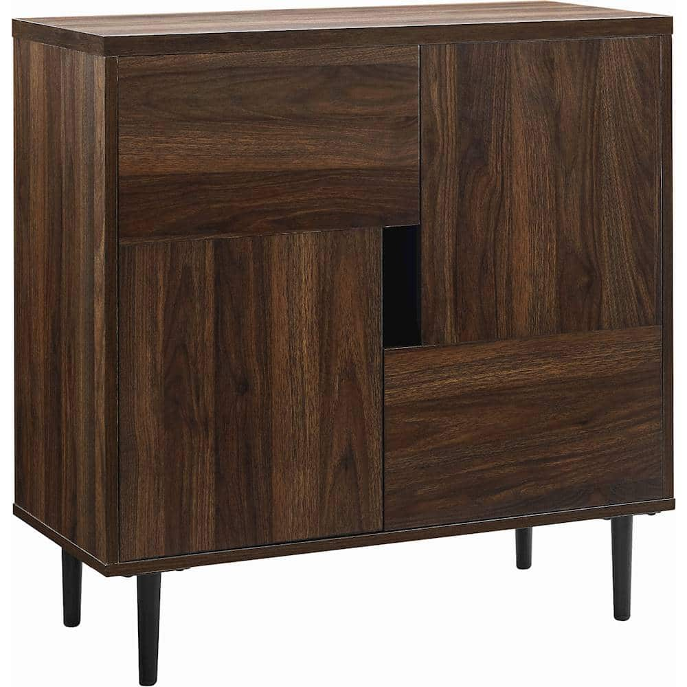 Angle View: Walker Edison - 30" Modern Color Pop Accent Cabinet - Dark Walnut/Navy