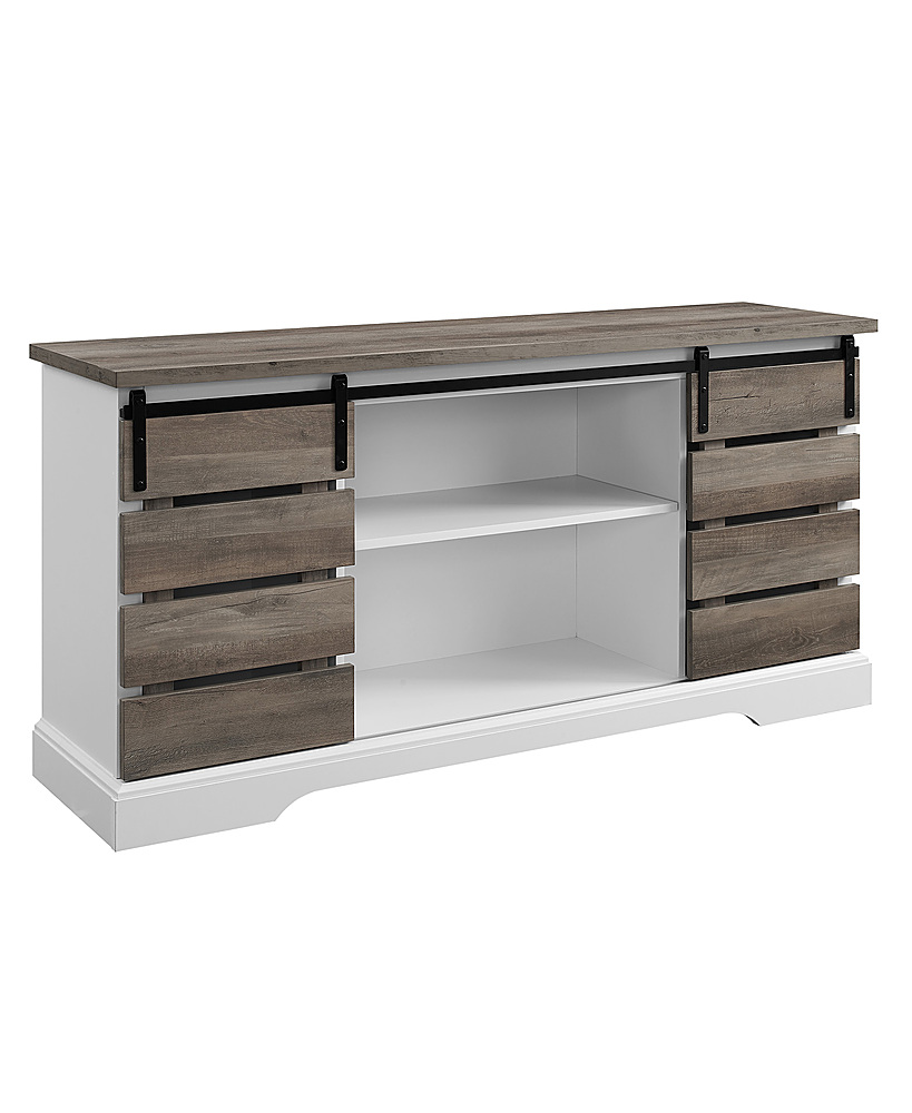 Angle View: Walker Edison - Rustic Farmhouse TV Stand Cabinet for Most TVs Up to 64" - Gray Wash