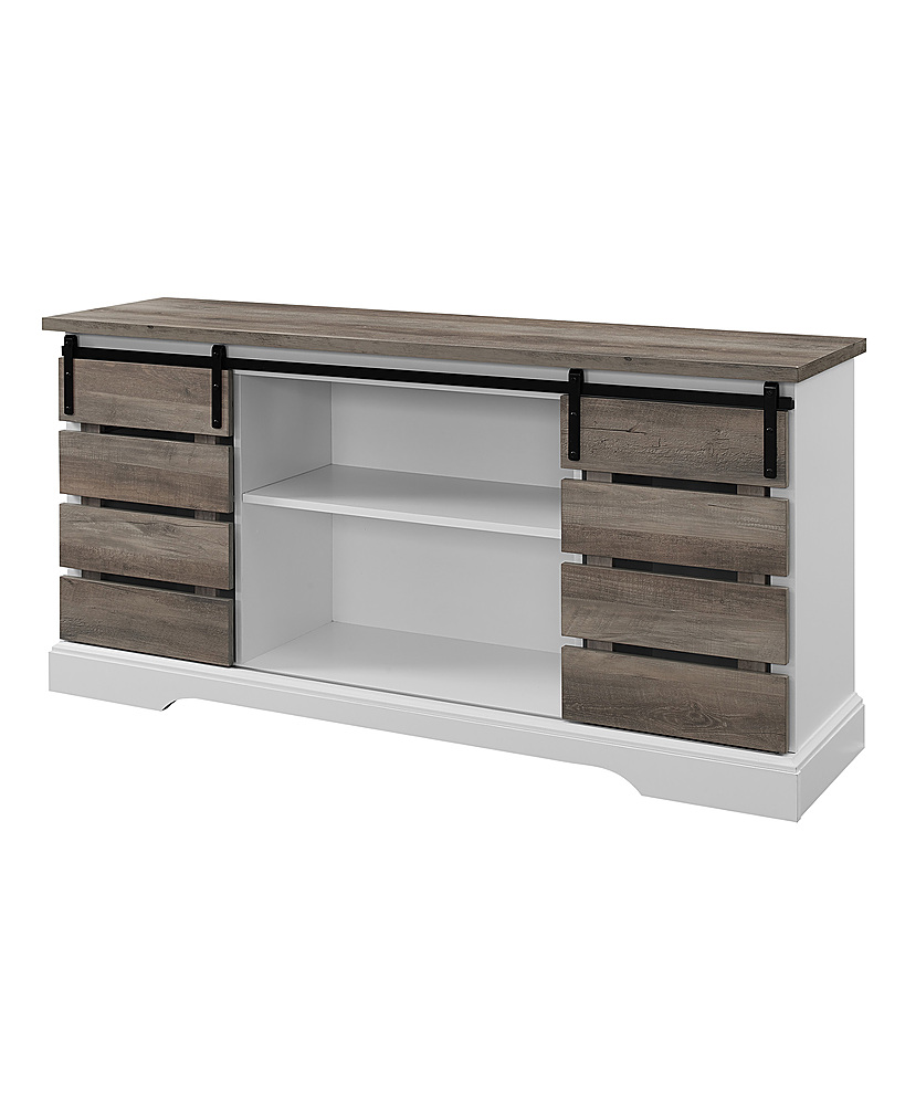 Left View: Walker Edison - Rustic Farmhouse TV Stand Cabinet for Most TVs Up to 64" - Gray Wash