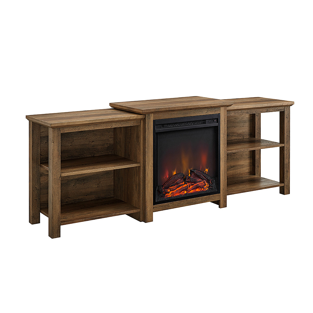 Angle View: Walker Edison - Modern Beadboard TV Stand Cabinet for Most Flat-Panel TVs Up to 65" - Dark Walnut