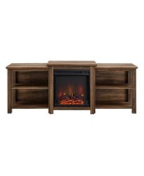 Walker Edison - Traditional Open Storage Tiered Mantle Fireplace TV Stand for Most TVs up to 85" - Rustic Oak - Front_Zoom