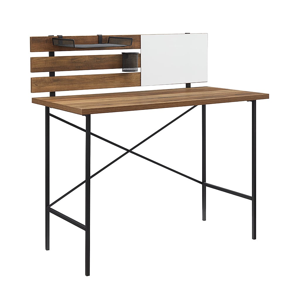 Angle View: Walker Edison - White Board Slat Back Wood Computer Desk - Rustic Oak