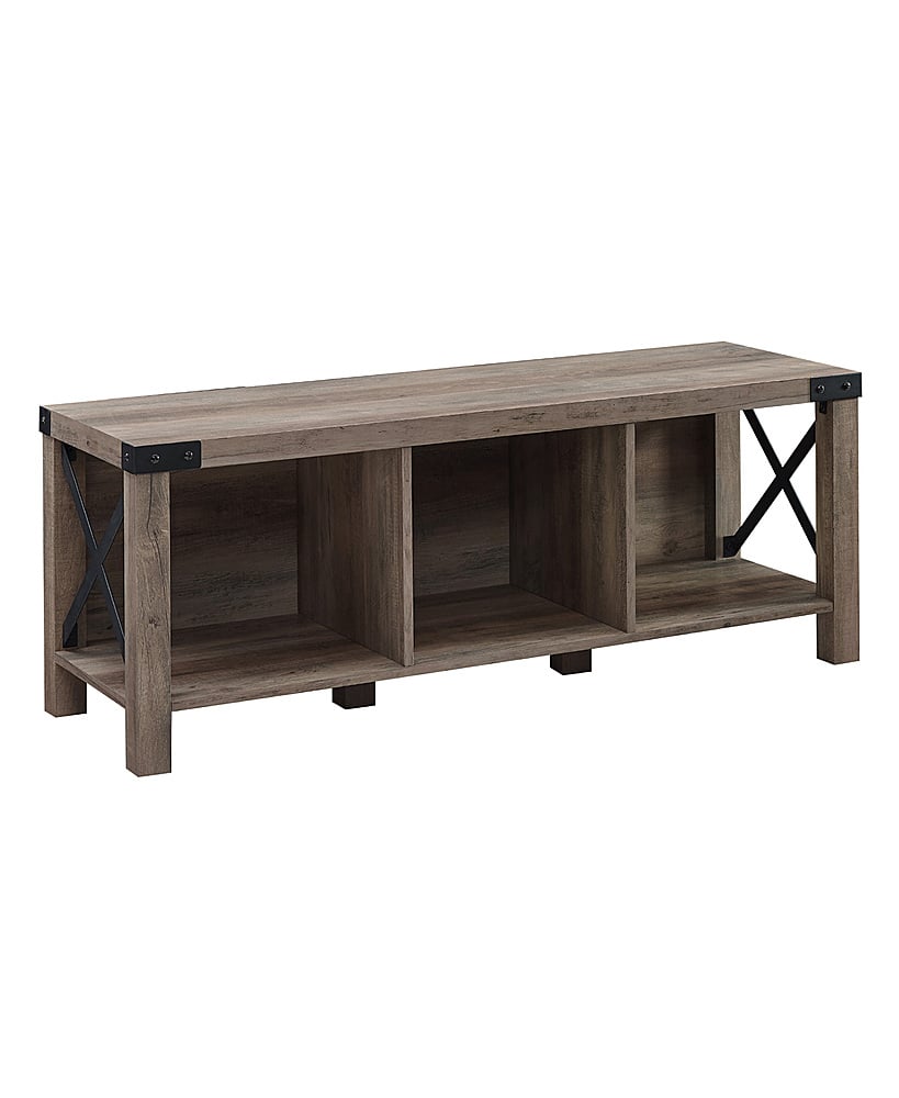 Angle View: Walker Edison - Farmhouse Entryway Storage Accent Bench - Grey Wash