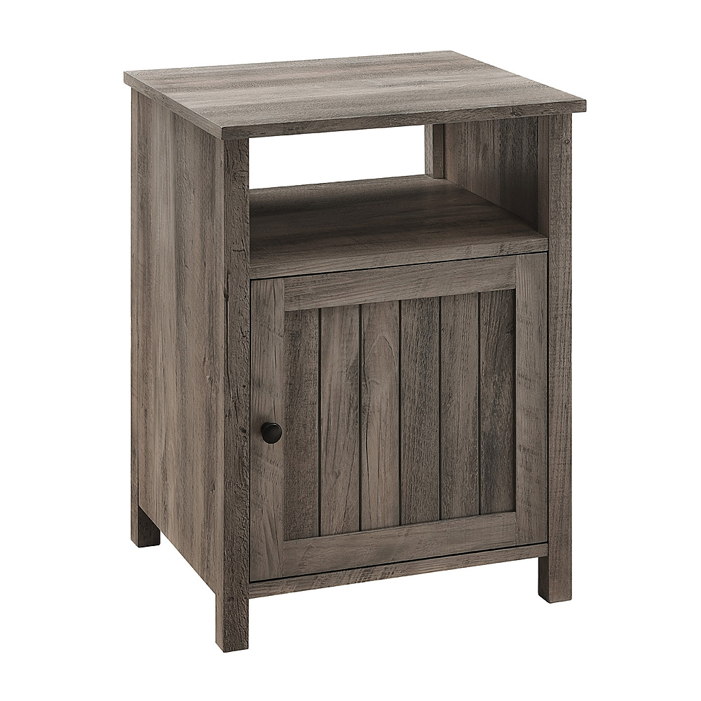 Angle View: Walker Edison - Farmhouse Groove Door Side Table Cabinet - Gray Wash
