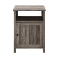 Walker Edison - Farmhouse Groove Door Side Table Cabinet - Gray Wash - Front_Zoom