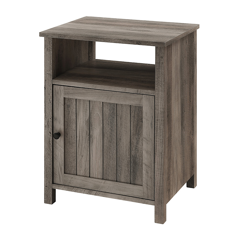 Left View: Walker Edison - Farmhouse Groove Door Side Table Cabinet - Gray Wash