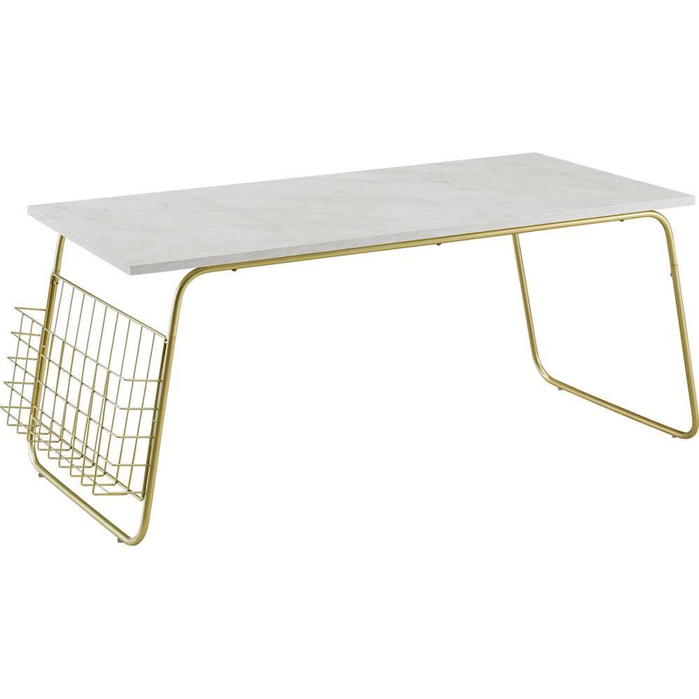 Angle View: Walker Edison - Rectangular Modern High-Grade MDF Coffee Table - White Marble