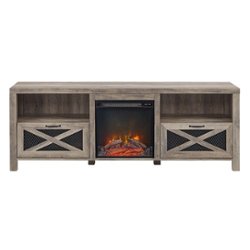 Walker Edison - Modern Farmhouse Drop Door Cabinet Fireplace TV Stand for Most TVs up to 85" - Grey Wash - Front_Zoom