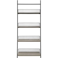 Walker Edison - Industrial Powder-Coated Steel, High-Grade MDF & Durable Laminate 4-Shelf Bookcase - Gray Wash - Front_Zoom