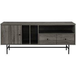 Walker Edison - Modern Industrial TV Stand Cabinet for Most Flat-Panel TVs Up to 66" - Slate Grey - Front_Zoom