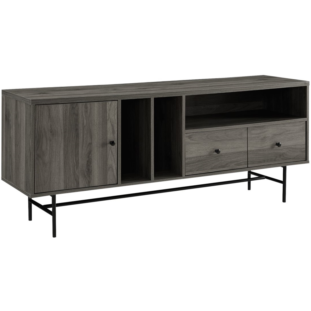 Left View: Walker Edison - Modern Industrial TV Stand Cabinet for Most Flat-Panel TVs Up to 66" - Slate Grey