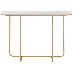 Walker Edison - Rectangular With Rounded Side Modern High-Grade MDF Entryway Table - White Marble - Front_Zoom