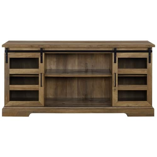 Walker Edison - Modern Barn Door TV Stand Cabinet for Most Flat-Panel TVs Up to 64" - Rustic Oak