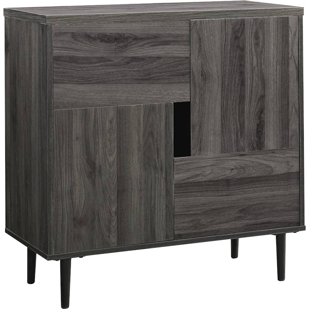 Angle View: Walker Edison - 30" Modern Color Pop Accent Cabinet - Slate Gray/Red