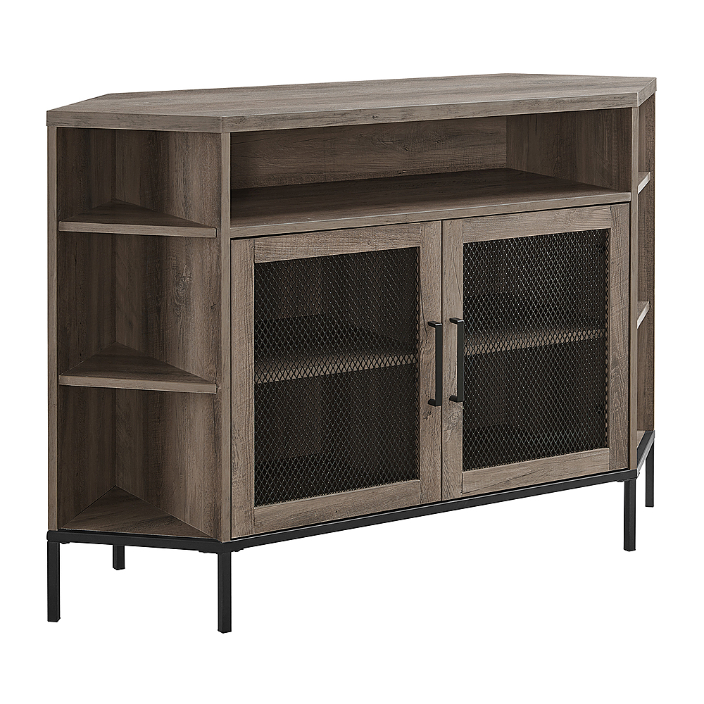Angle View: Walker Edison - Industrial Corner TV Stand for Most TVs Up to 52" - Grey Wash