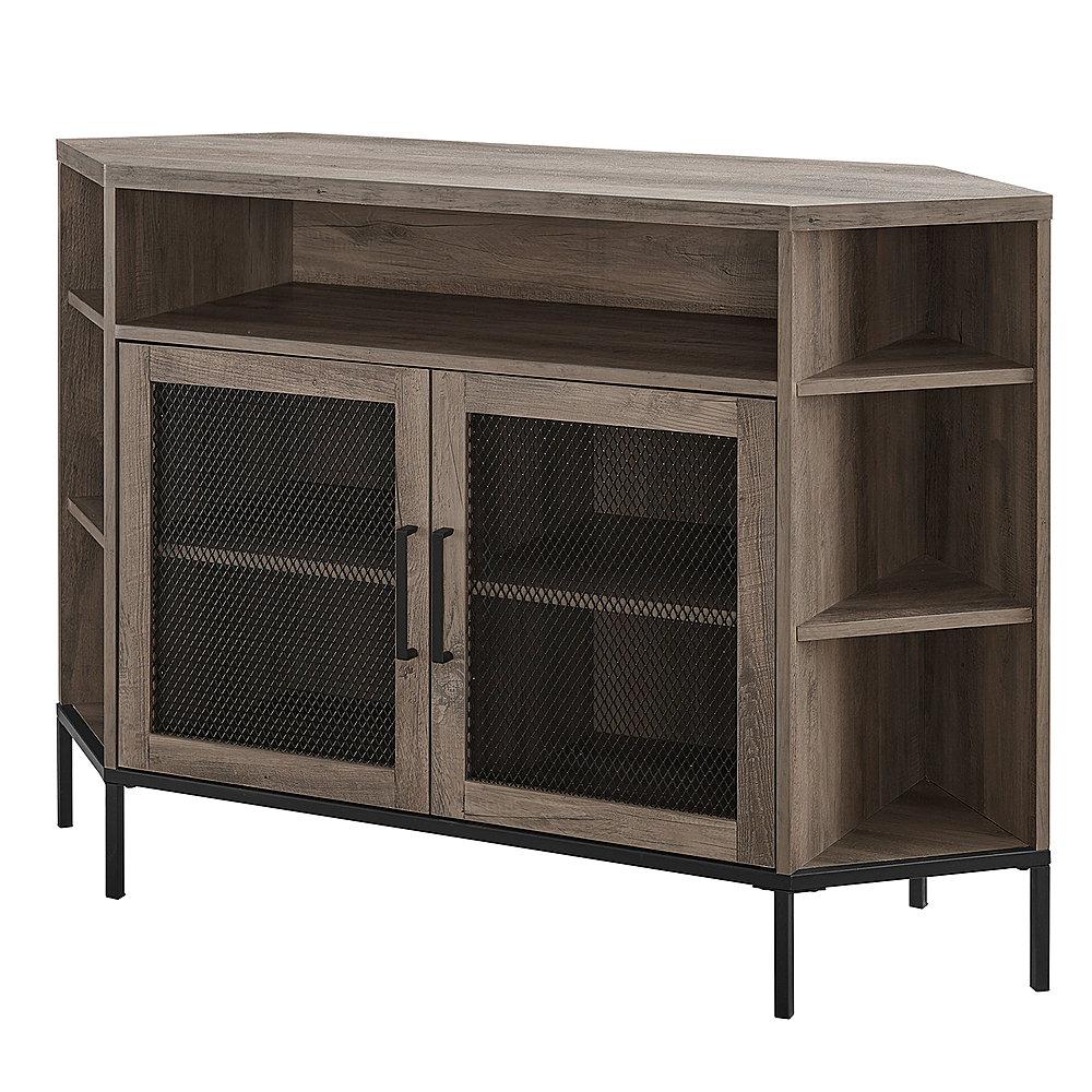 Left View: Walker Edison - Industrial Corner TV Stand for Most TVs Up to 52" - Grey Wash