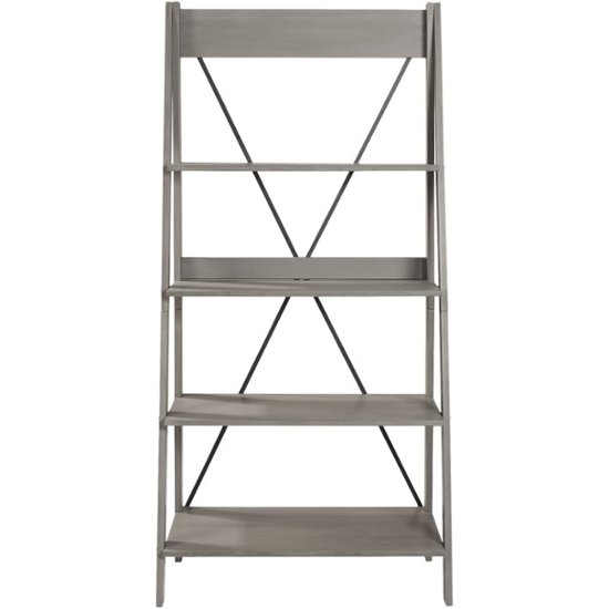 Walker Edison Ladder Solid Pine Wood 4, Walker Edison 4 Shelf Ladder Bookcase Black