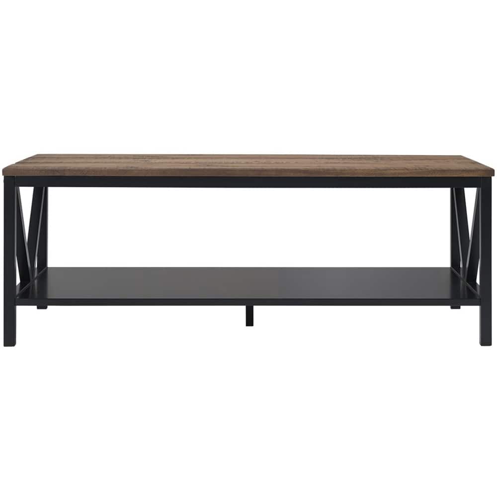 Front. Walker Edison - Rectangular Farmhouse Solid Pine Wood Coffee Table - Rustic Oak.