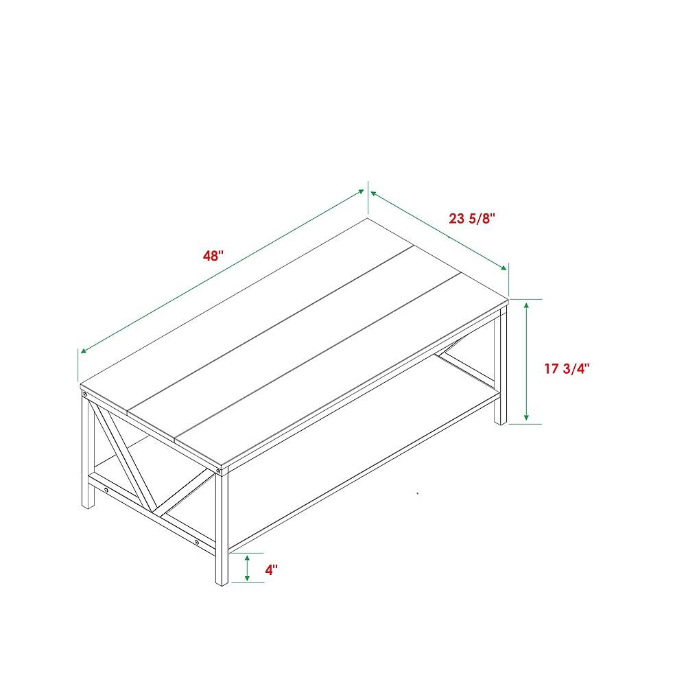 Alt View 14. Walker Edison - Rectangular Farmhouse Solid Pine Wood Coffee Table - Rustic Oak.