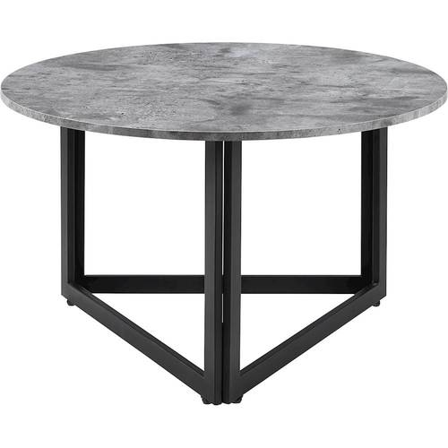 Walker Edison - Round Modern High-Grade MDF Coffee Table - Dark Concrete