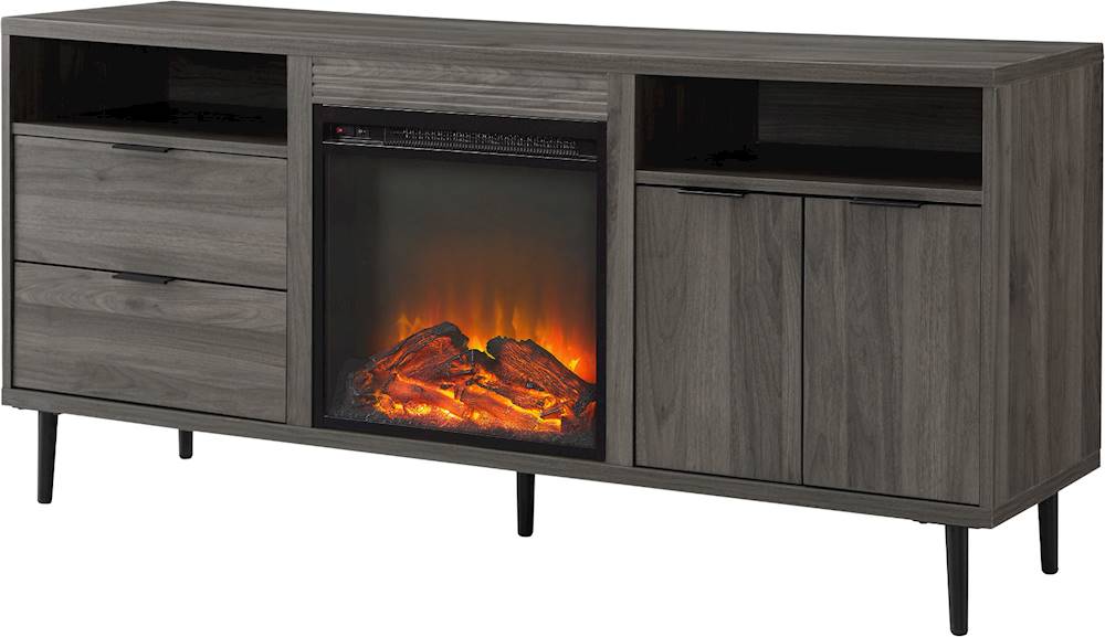 Walker Edison Mid Century Modern, Modern Tv Stands With Fireplace