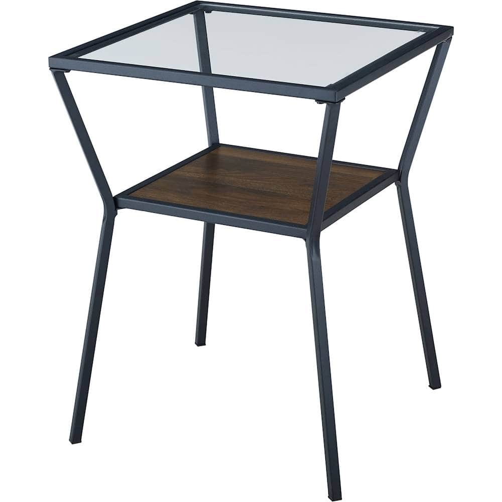 Left View: Walker Edison - Contemporary Glass Side Table - Clear