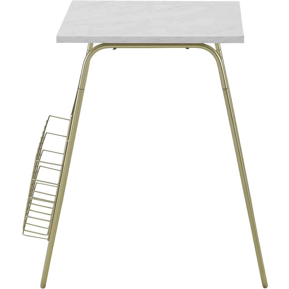 Angle View: Walker Edison - Square Modern Laminate / High-Grade MDF Side Table - White Faux Marble