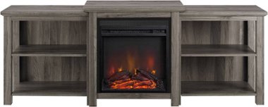 Walker Edison - Traditional Open Storage Tiered Mantle Fireplace TV Stand for Most TVs up to 85" - Slate Grey - Front_Zoom