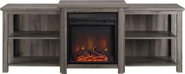 Walker Edison - Traditional Open Storage Tiered Mantle Fireplace TV Stand for Most TVs up to 85" - Slate Grey - Front_Zoom