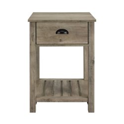 Walker Edison - Rectangular Country High-Grade MDF 1-Drawer Side Table - Gray Wash - Front_Zoom